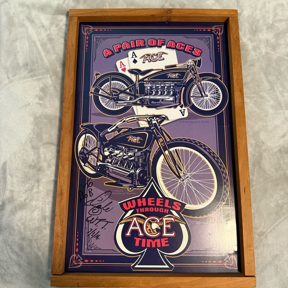 Vintage‎ “A Pair of Aces” Motorcycle Print – Wheels Through Time Poster Signed - Picture 1 of 7